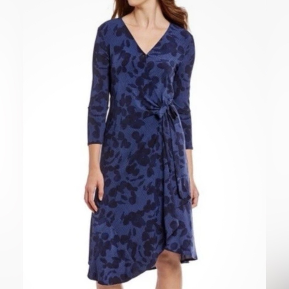 Halston Navy Blue Wrap Dress - Picture 6 of 6
